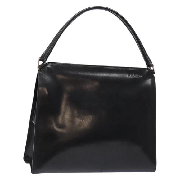 PRADA Hand Bag Leather Black Silver - Picture 1 of 13